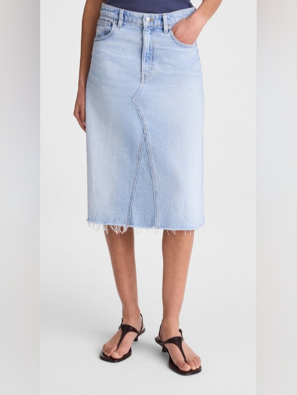 Madewell Denim Flounce Midi Skirt in Foster Wash NWT Size 29